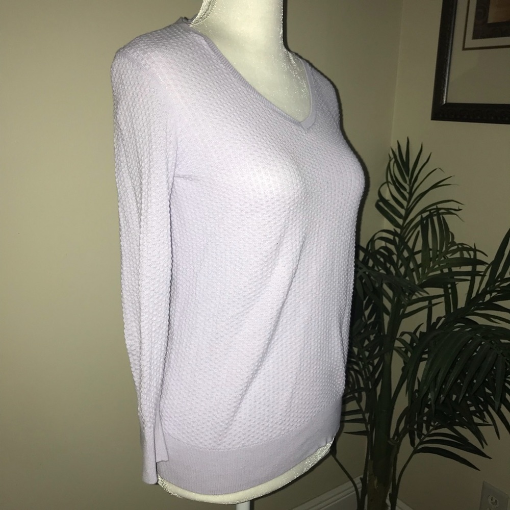 Loft Textured Long Sleeve V Neck Lavender Stretch Women Knit Top M*